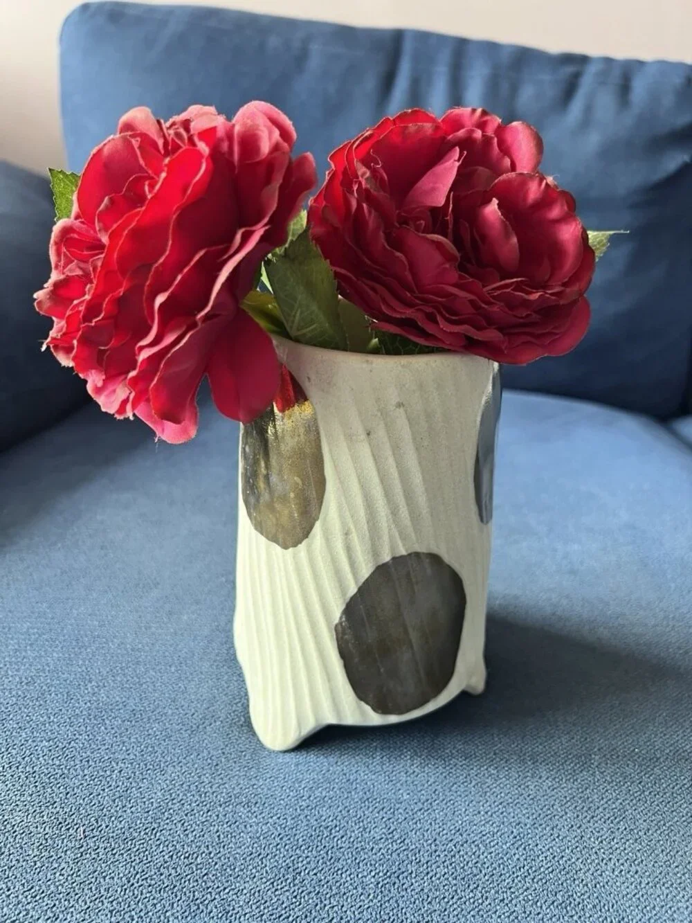 Glowing Arbor Bridget Bodenham Ceramic Flower Vase ANTHROPOLOGIE Cream Gold 6